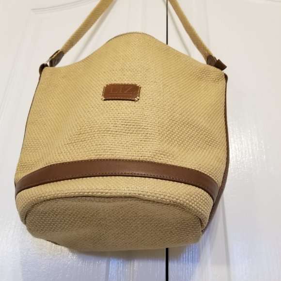 Wicker Woven Bucket Bag for Summer Vintage Liz Claiborne - Picture 3 of 13